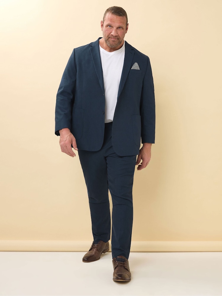 Blå - Regulær - BadRhino Big & Tall dressjakke i linblanding - Bilde 1 av 5