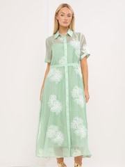 Star by Julien MacDonald Green Embroidered Shirt Dress - Image 1 of 5