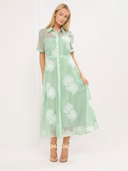 Star by Julien MacDonald Green Embroidered Shirt Dress - Image 2 of 5