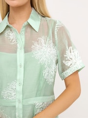 Star by Julien MacDonald Green Embroidered Shirt Dress - Image 4 of 5