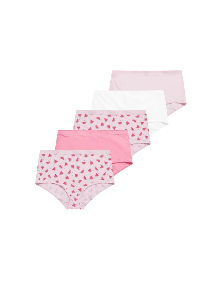 Yours Curve Pink Watermelon Print Full 5 Pack Briefs - Image 10 of 10