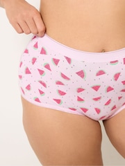Yours Curve Pink Watermelon Print Full 5 Pack Briefs - Image 4 of 10