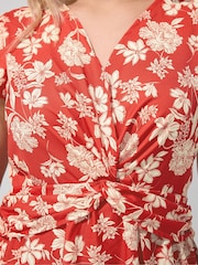 Yours Curve Red London Twist Front Blouse - Image 4 of 5