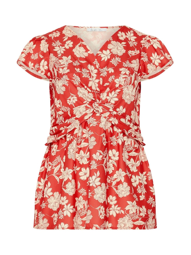 Yours Curve Red London Twist Front Blouse - Image 5 of 5