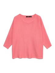 VERO MODA Pink 3/4 Sleeve Boat Neck Knitted Top - Image 1 of 1