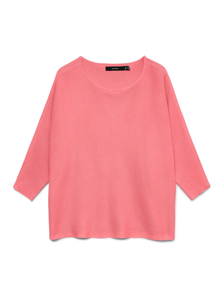VERO MODA Pink 3/4 Sleeve Boat Neck Knitted Top - Image 1 of 1