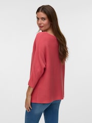 VERO MODA Pink 3/4 Sleeve Boat Neck Knitted Top - Image 2 of 5