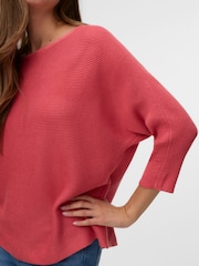 VERO MODA Pink 3/4 Sleeve Boat Neck Knitted Top - Image 3 of 5
