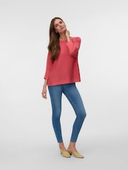 VERO MODA Pink 3/4 Sleeve Boat Neck Knitted Top - Image 4 of 5