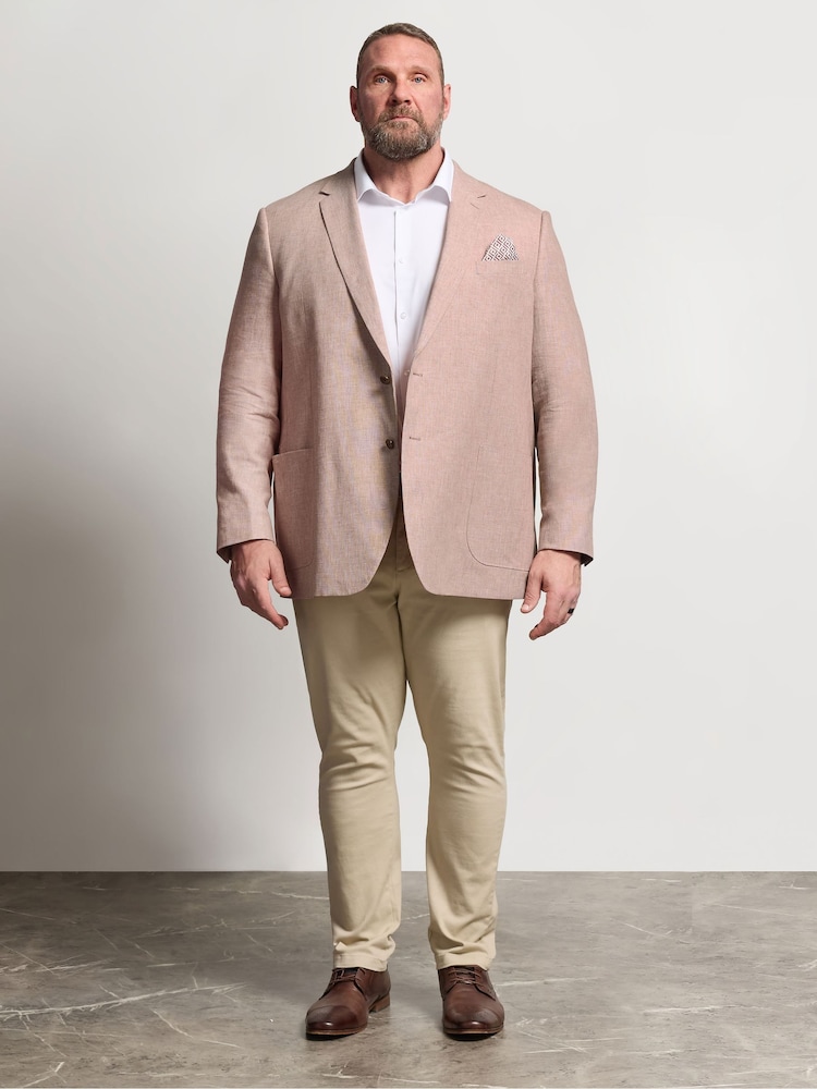 BadRhino Big & Tall Light Pink Long Linen Blend Suit Jacket - Image 2 of 7