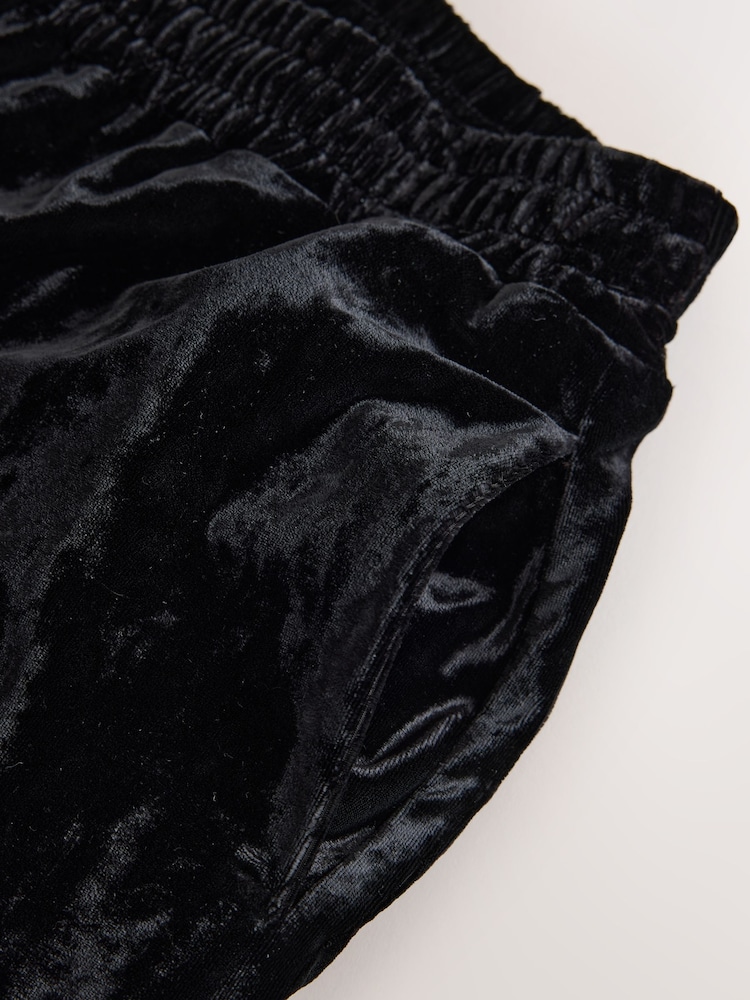 Black Velvet Shorts With Lace Trim - Image 3 of 3 Black Velvet Shorts With Lace Trim - Image 3 of 3