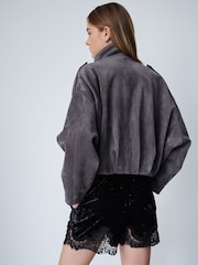 Black Velvet Shorts With Lace Trim - Image 4 of 8
