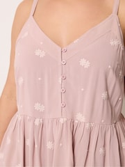 Yours Curve Pink Embroidered Button Cami - Image 4 of 4