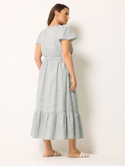 Yours Curve Green Striped Angel Sleeve Dress - Image 3 of 5