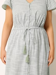 Yours Curve Green Striped Angel Sleeve Dress - Image 4 of 5