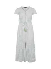Yours Curve Green Striped Angel Sleeve Dress - Image 5 of 5