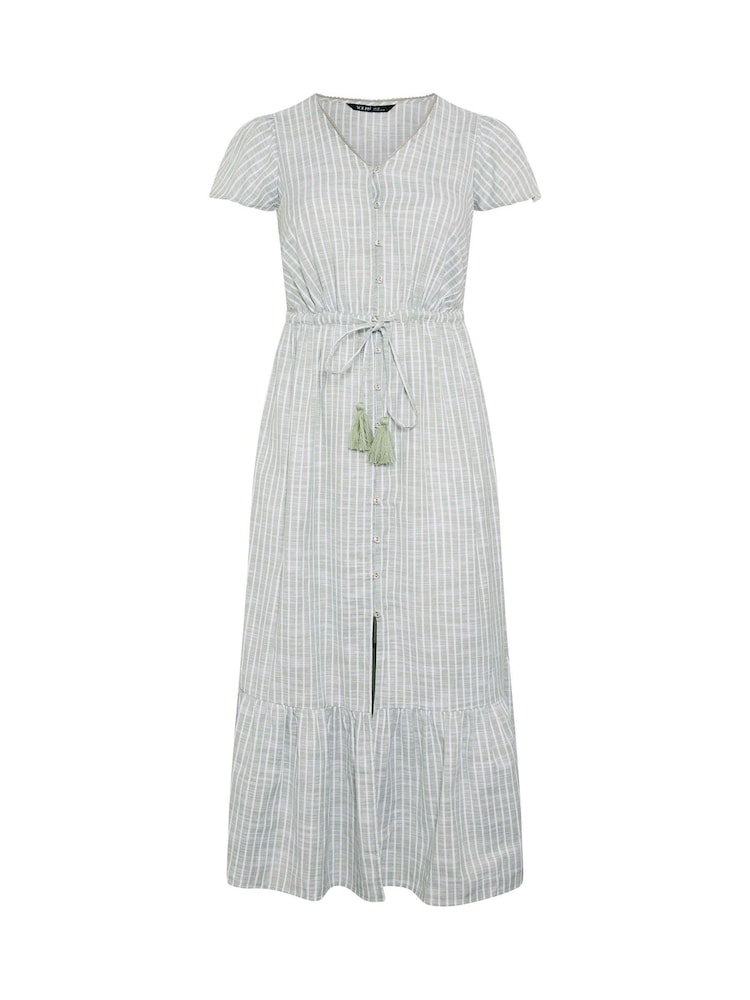 Yours Curve Green Striped Angel Sleeve Dress - Image 5 of 5 Yours Curve Green Striped Angel Sleeve Dress - Image 5 of 5