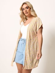 Yours Curve Pink Space Dyed Ribbed Cardigan - Image 1 of 5