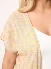 Yours Curve Pink Space Dyed Ribbed Cardigan - Image 4 of 5