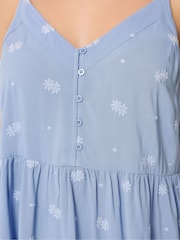 Yours Curve Blue Embroidered Button Cami - Image 4 of 5