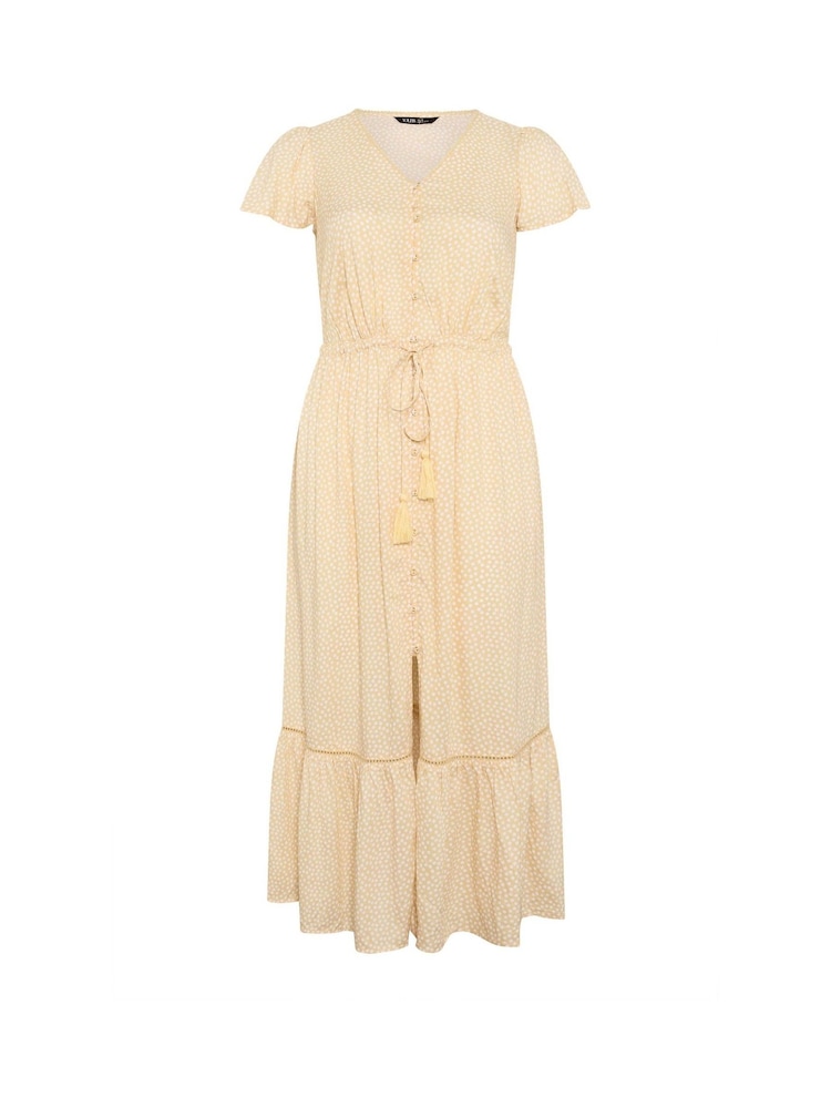 Yours Curve Yellow Ditsy Print Angel Sleeve Dress - Image 5 of 5 Yours Curve Yellow Ditsy Print Angel Sleeve Dress - Image 5 of 5