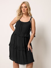 Yours Curve Black Ruffle Throw On Dress - Image 1 of 4