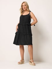 Yours Curve Black Ruffle Throw On Dress - Image 2 of 4