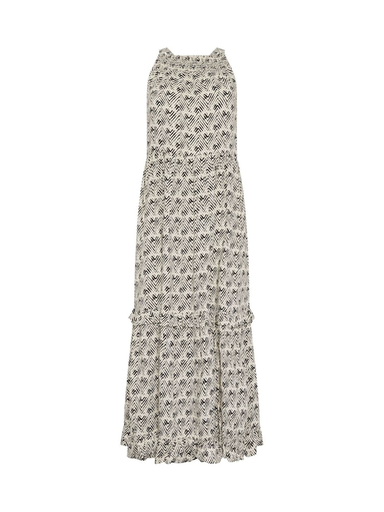 PixieGirl Petite Cream Zig Zag Tiered Halter Maxi Dress - Image 5 of 5 PixieGirl Petite Cream Zig Zag Tiered Halter Maxi Dress - Image 5 of 5