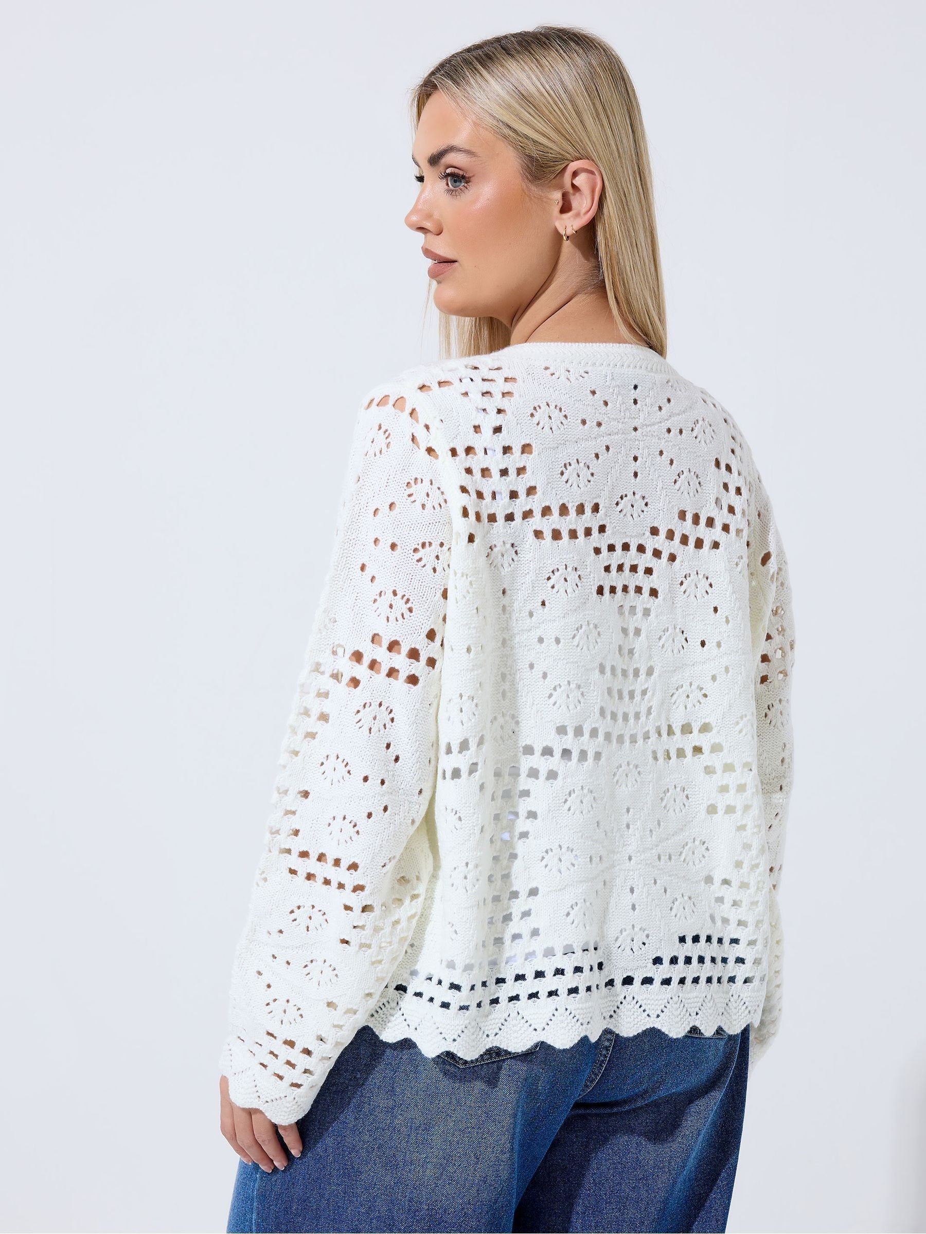 ね*ゆ様 Phlannel Linen Cotton Guernsy Cardi Comprar Cardigã floral de crochê da Yours Curve Limited from Next