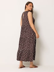 Lunares marrón chocolate - Yours Curve Tiered Keyhole Maxi Dress - Imagen 3 de 5