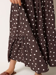 Lunares marrón chocolate - Yours Curve Tiered Keyhole Maxi Dress - Imagen 4 de 5