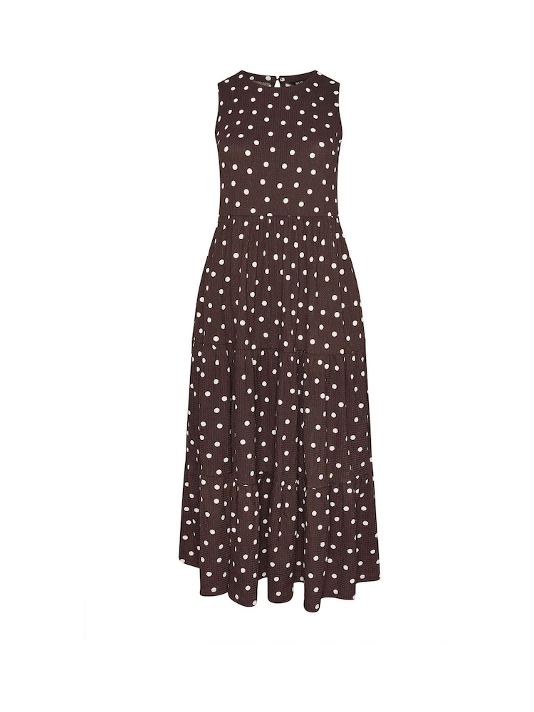 Lunares marrón chocolate - Yours Curve Tiered Keyhole Maxi Dress - Imagen 5 de 5