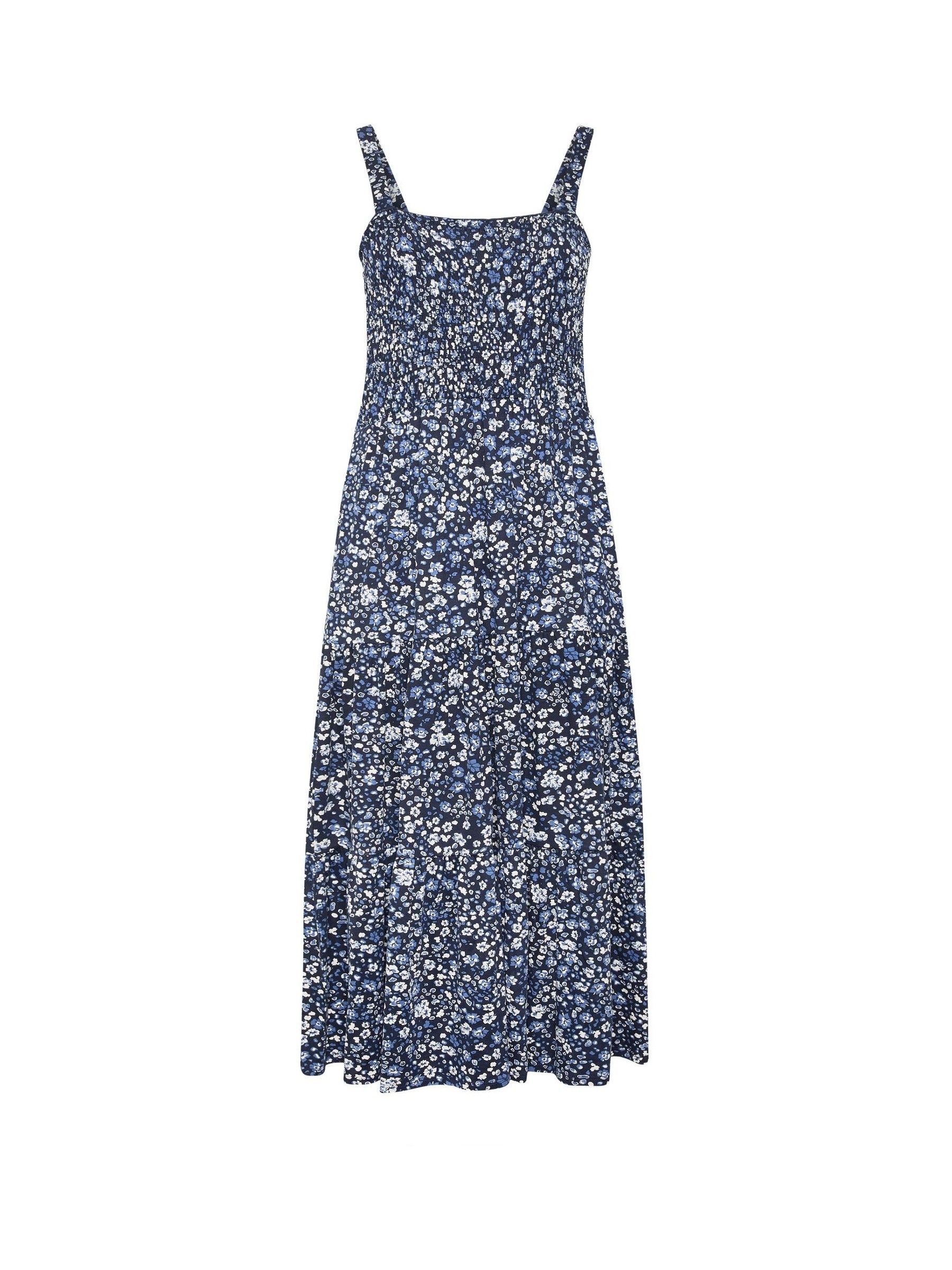 LUDICRUM ☆Floral shirred dress☆Blue Floral shirred dress LD085