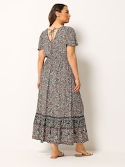 Yours Curve Black Boho Border Maxi Dress - Image 4 of 6