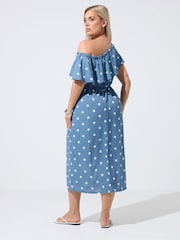 Yours Curve Blue Limited Frilled Dress - Image 3 of 6