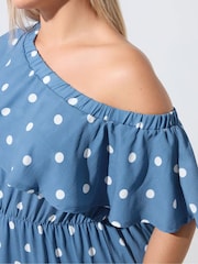 Yours Curve Blue Limited Frilled Dress - Image 4 of 6