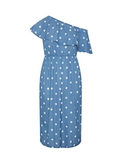 Yours Curve Blue Limited Frilled Dress - Image 5 of 6