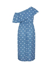 Yours Curve Blue Limited Frilled Dress - Image 6 of 6