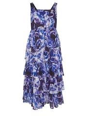 Yours Curve Purple Floral Ruffle Dress - Image 5 of 5