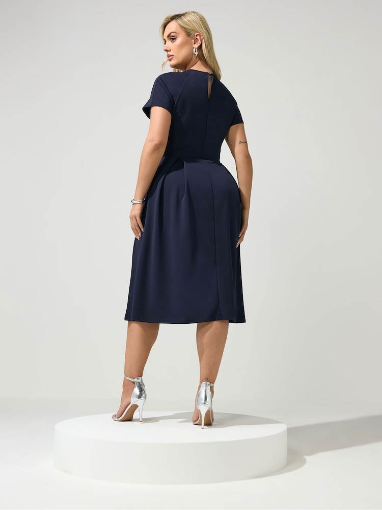 blue skater dress plus size Plus Size - Surplice Skater Dress - Studio Knit Blue