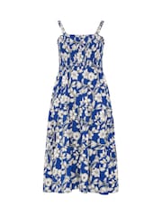 Yours Curve Blue Shirred Midaxi Dress - Image 5 of 5