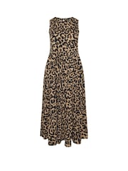 Marrón con estampado leopardo - Yours Curve Tiered Keyhole Maxi Dress - Imagen 5 de 5