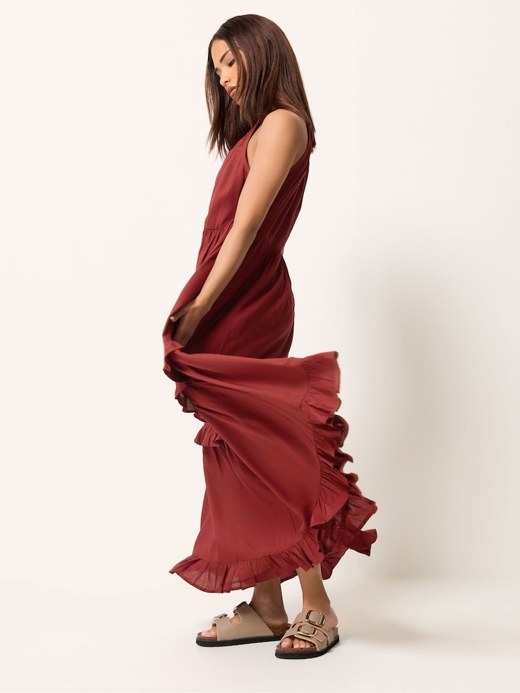 PixieGirl Petite Red Tiered Halter Maxi Dress - Image 2 of 5