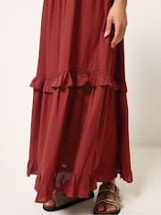 PixieGirl Petite Red Tiered Halter Maxi Dress - Image 4 of 5