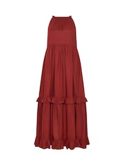 PixieGirl Petite Red Tiered Halter Maxi Dress - Image 5 of 5