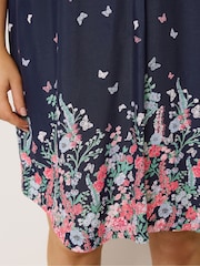 Yours Curve Blue Pleated Front Detail Tunic Dress - Image 4 of 5