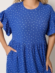 Yours Curve Blue Frill Sleeve Midaxi Dress - Image 4 of 5