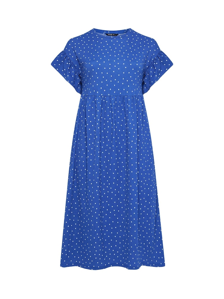 Yours Curve Blue Frill Sleeve Midaxi Dress - Image 5 of 5