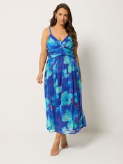 Yours Curve Blue Floral Chiffon Maxi Dress - Image 2 of 5