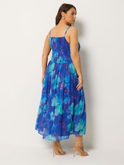 Yours Curve Blue Floral Chiffon Maxi Dress - Image 3 of 5